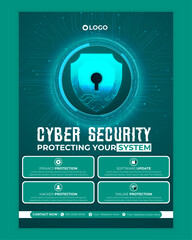 Cyber security modern banner or flyer template, Cybersecurity Information safety leaflet design or flyer	