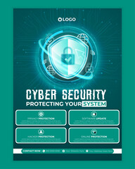 Cyber security modern banner or flyer template, Cybersecurity Information safety leaflet design or flyer	