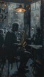 © spyrakot - Intimate Jazz Club Saxophone Performance in Warm, Nostalgic Setting for Music-Themed Design