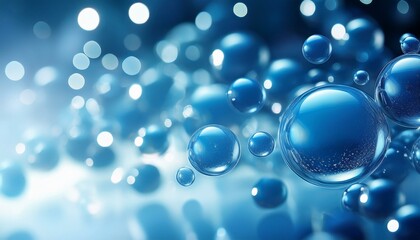 Wall Mural - futuristic background from blue bubbles, bokeh