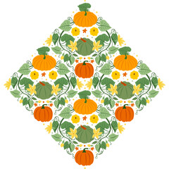 Wall Mural - autumn pattern with pumpkin patch on a white background. perfect for thanksgiving day invitations an