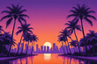Miami city in 80's retro graphic style 