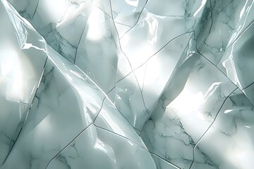 Sticker - Abstract background of white and gray marble tiles with a glossy finish, creating a modern and sleek look.