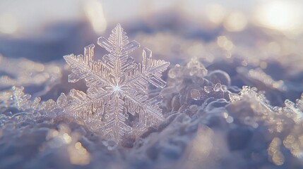 Wall Mural -   A close-up image of a snowflake resembling another snowflake on top of it