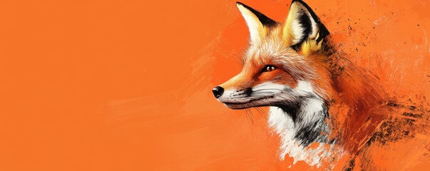 Poster - Abstract Fox with Brushstroke Patterns