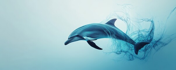 Poster - Abstract Dolphin Jumping in Wave-Like Motion
