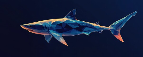 Poster - Abstract Shark with Sharp Angles and Vibrant Colors