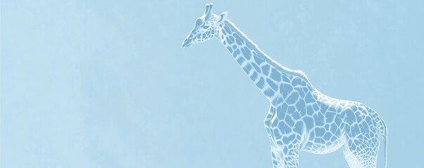 Poster - Elegant Giraffe Outline with Soft Curves in Blue Background