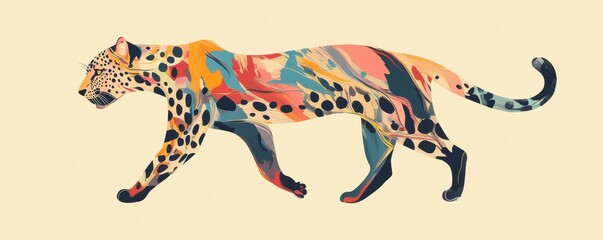 Poster - Colorful Abstract Leopard Illustration on Soft Background