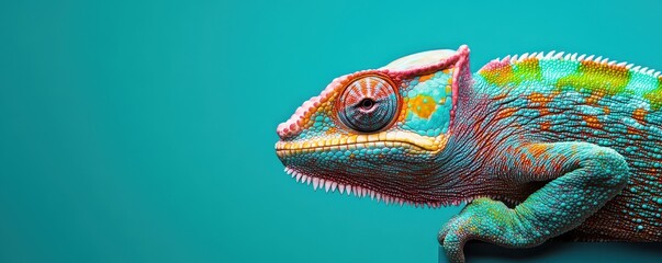 Poster - Colorful Chameleon with Vibrant Swirling Patterns