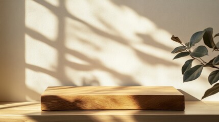 Sticker - Wooden Platform in Sunlit Minimalist Setting