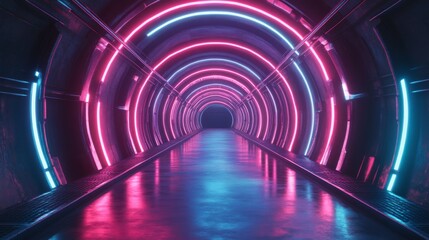 Wall Mural - Neon Tunnel Lights