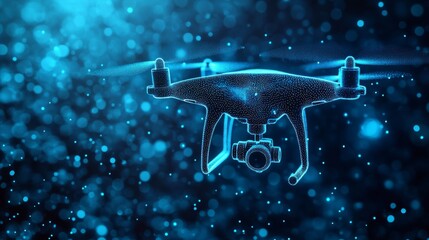 Canvas Print - Drone in Digital Blue Space