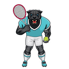 Sticker - tennis ball mascot panther vector illustration tennis ball player design