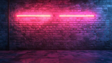 Canvas Print - Neon Lit Brick Wall