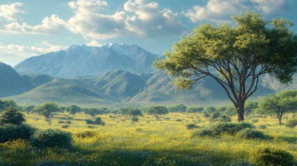 Wall Mural - mountain landscape under blue sky