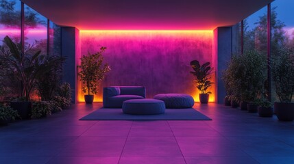 Sticker - Modern Lounge with Neon Ambiance