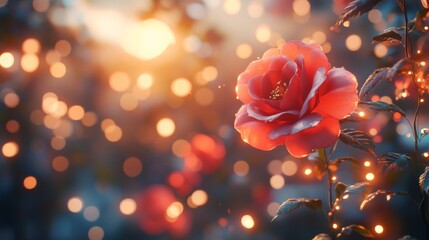 Poster - Sunlit Rose in Bokeh Background