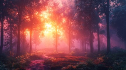 Wall Mural - Enchanted Forest Sunrise