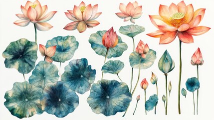 Sticker - Lotus Flower Botanical Illustration