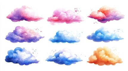 Poster - Colorful Watercolor Cloud Collection