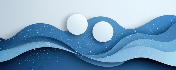 Poster - Modern abstract design featuring three white circles on a textured blue background