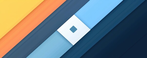 Poster - Abstract geometric flat  design featuring blue, white, and yellow shapes with modern and minimalist aesthetics