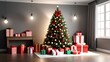 © Galeno - decorate christmas backdrop featuring tree presents photo studio setup indoors