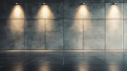   A line of illumination on a wall inside an unadorned chamber featuring a concrete ground and a surrounding concrete partition
