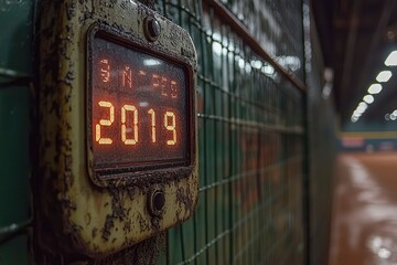 Rusty Digital Display Showing 2019 on a Fence