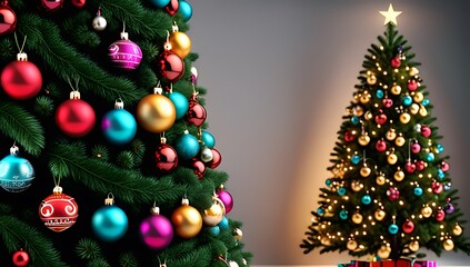 garlands decorated christmas tree colorful lights ornaments