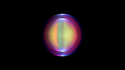 Wall Mural - Abstract circular light burst with pink and yellow hues on a black background.