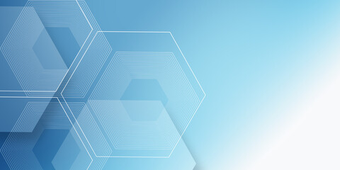 Abstract white and blue hexagon background. science and health care technology concept background