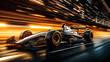 © Edgar Martirosyan - Futuristic  Formula One car driving fast in the city, with motion blur and speed lines.