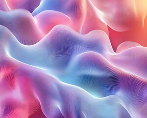 Poster - Digital wave pattern with angular forms and soft gradient lights