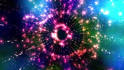 Wall Mural - Abstract colorful background with glowing particles and a black hole in the center.