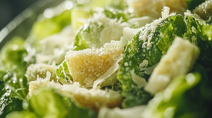 Canvas Print -   A close-up of a salad with broccoli florets and Parmesan sprinkles