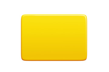 Poster - Yellow glossy rectangular text banner. 3d render illustration of bright rectangle message box. Balloon notification frame and comment badge. Simple geometric shape quote border and textbox.