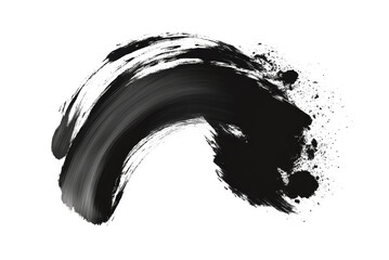 Wall Mural - black paint strokes paint, roller, spatula, splash, brush stain grunge isolated on transparent or wh