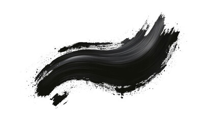 Wall Mural - black paint strokes paint, roller, spatula, splash, brush stain grunge isolated on transparent or wh