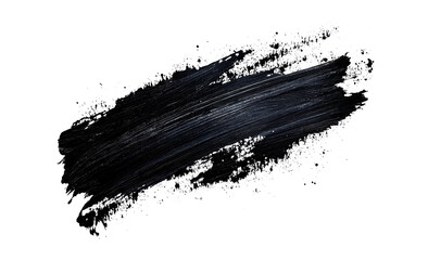 Wall Mural - black paint strokes paint, roller, spatula, splash, brush stain grunge isolated on transparent or wh
