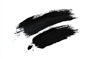 Wall Mural - black paint strokes paint, roller, spatula, splash, brush stain grunge isolated on transparent or wh