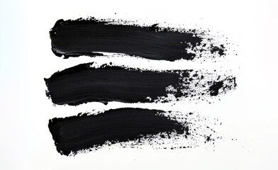 Wall Mural - black paint strokes paint, roller, spatula, splash, brush stain grunge isolated on transparent or wh