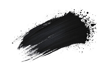 Wall Mural - black paint strokes paint, roller, spatula, splash, brush stain grunge isolated on transparent or wh