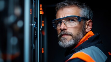 Poster - IT technician troubleshooting a computer network, representing the vital role of technology support in keeping systems running smoothly