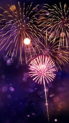 Poster - Vibrant fireworks display against night sky, celebration concept