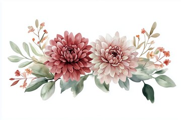 a beautiful floral arrangement featuring two large flowers in soft blush and dusty rose tones, surro