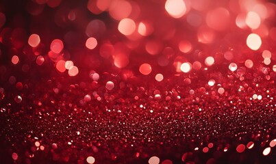 Abstract red shiny glitter Christmas background with copy space