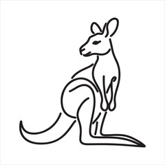 Sticker - single one line Kangaroo silhouette on white background
