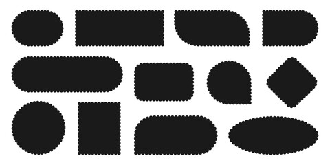 Poster - black silhouette geometric frames collection with scalloped edge. empty discount offer sale label ic